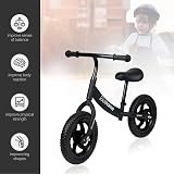 Stream 12 Inch Balance Bike Carbon Steel Frame No Pedal for Kids 2-6 Black view 2
