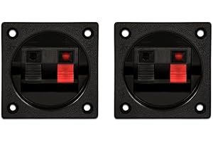 Goldwood Sound Speaker Box Terminal Cups 2 Square Power Speaker Terminal Plates Black (SCT-1000-2)