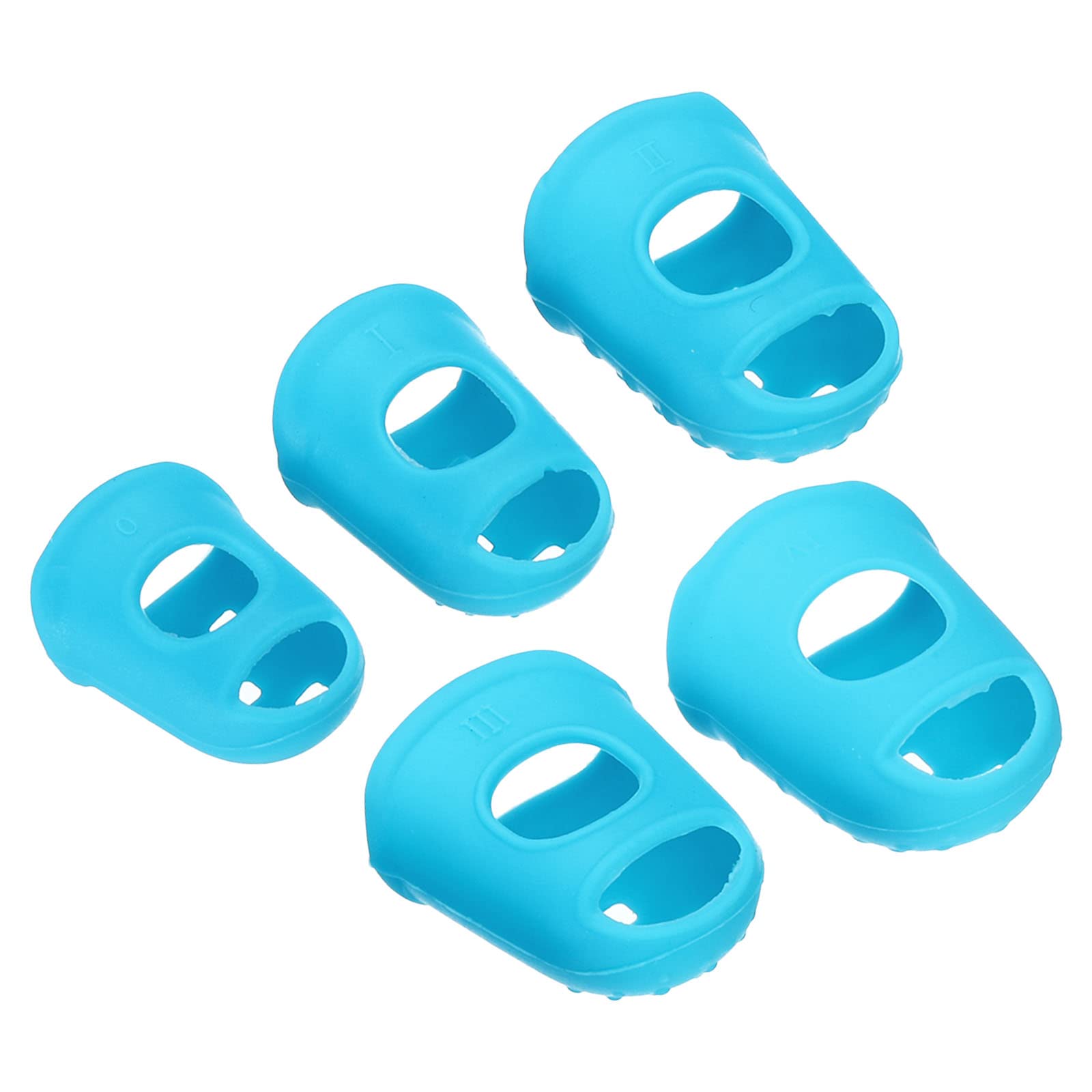 PATIKIL Rubber Finger Tips, 30 Pack Silicone Thumb Fingertip Protector Covers Pads Thimble for Guitar Playing Office Counting Sewing, Sky Blue 5 Size Assorted