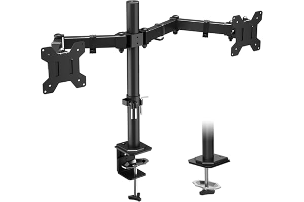 BONTEC Dual Monitor Arm for 13-32 inch LCD LED PC Screens | Height Adjustable 360° Rotation, 90° Tilt and Swivel, 22 lb per A