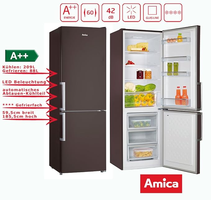 Amica KGC 15913 BR nevera y congelador Combinación marrón a + + ...