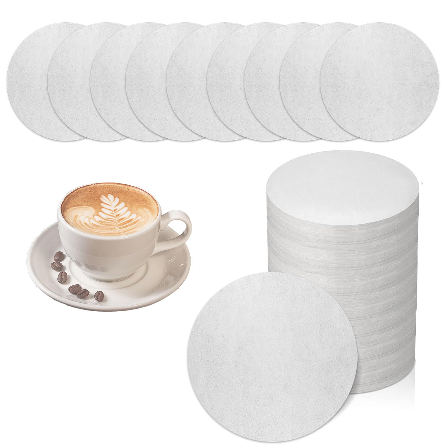 600 PCS Unbleached Coffee Filters Papers, 64mm/2.5" Natural Replacement Round Coffee Filters Papers Filters, 6.4 cm Coffee Filter Compatible with Aerobie Aeropress Coffees and Espresso Makers（White）