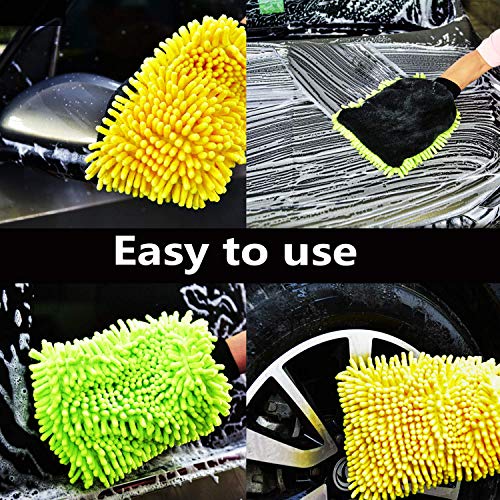 Car Wash Mitt 2 Pack, 12" x 9" inch Extra Large Size Clean Tools Kits