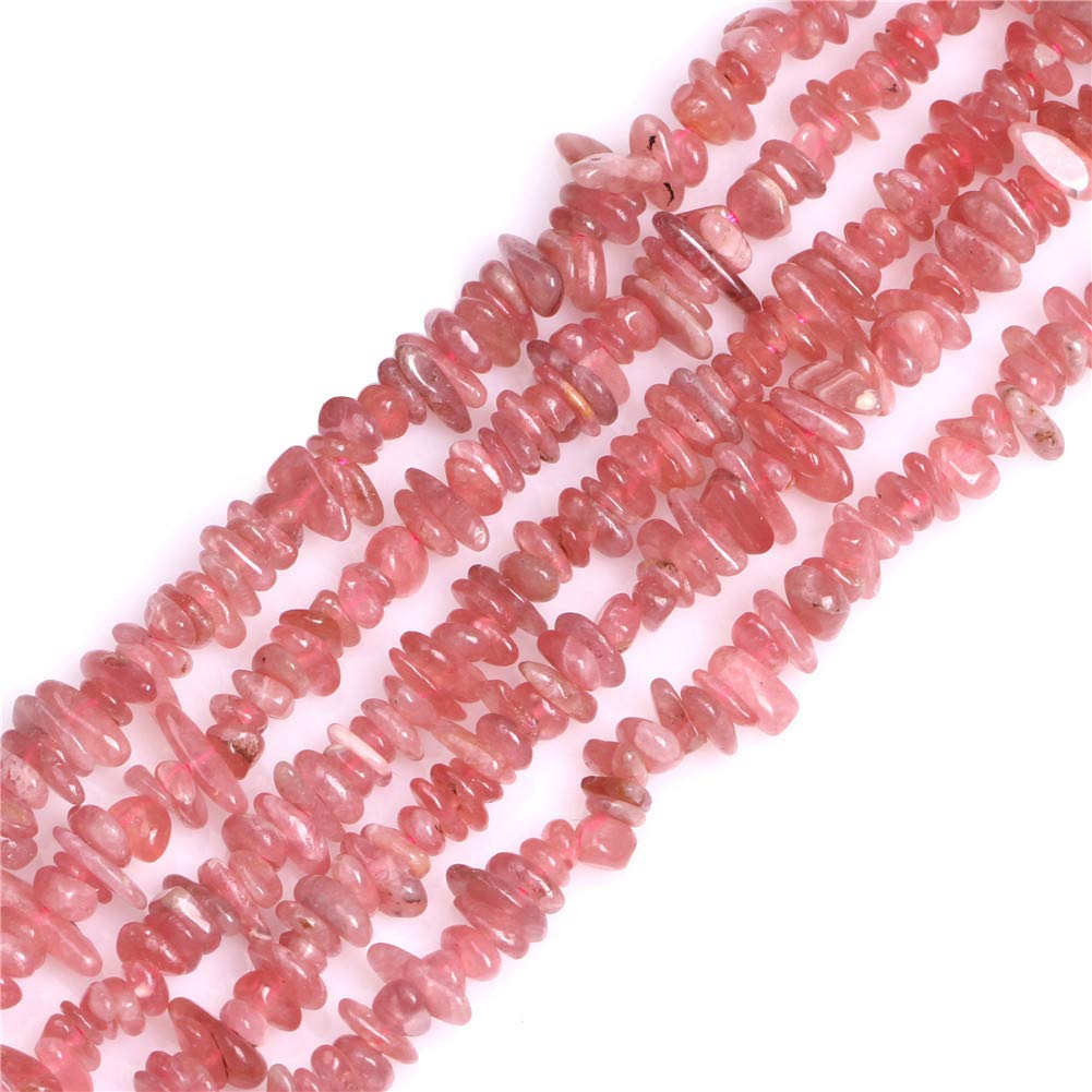 GEM-Inside Nice Red Rhodonite Chips 7-8mm Gemstone Loose Beads for Jewellery Making 15''
