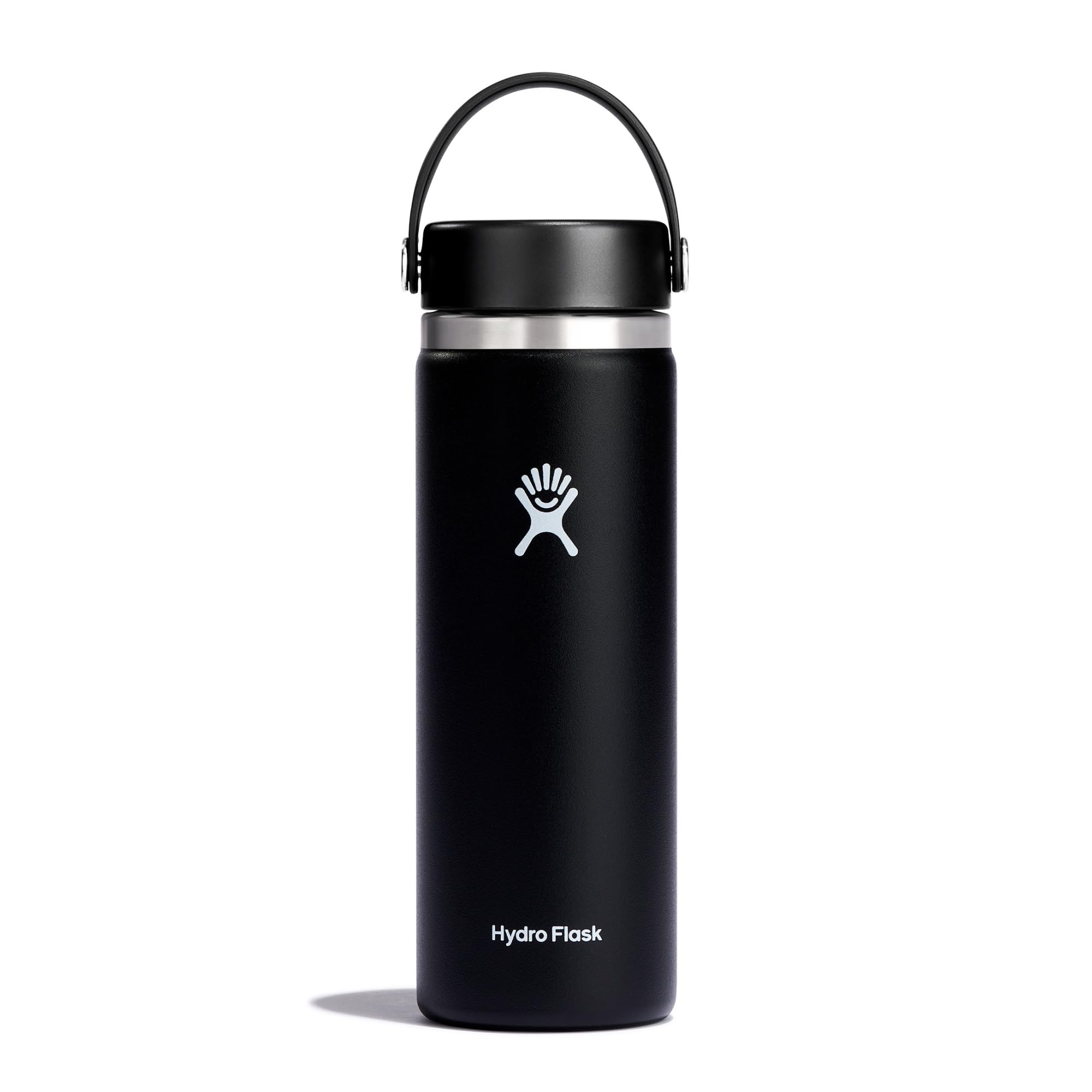 HYDRO FLASK - Water Bottle 591 ml (20 oz) - Vacuum Insulated Stainless Steel Water Bottle with Leak Proof Flex Cap and Powder Coat - BPA-Free - Wide Mouth - Black