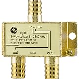 GE Digital 2-Way Coaxial Cable Splitter, 2.5 GHz 5-2500 MHz, RG6 Compatible, Works with HD TV, Satellite, High Speed Internet