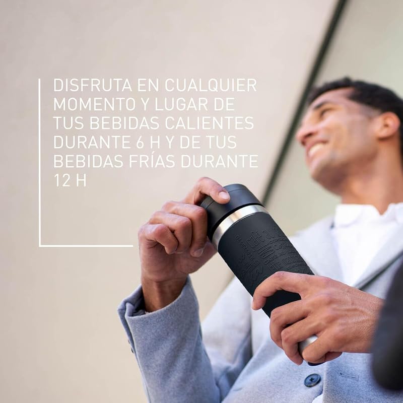 Classic, Taza de Viaje de 0,5L, Negra, Acero inoxidable