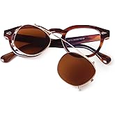 ADE WU Clip on over Glasses Sunglasses Vintage Small Round Clipon Glsses for Women Men Fashion Unisex Style 46mm