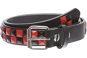 beltiscool Kids 1" Snap On Punk Rock Studded Leather Belt