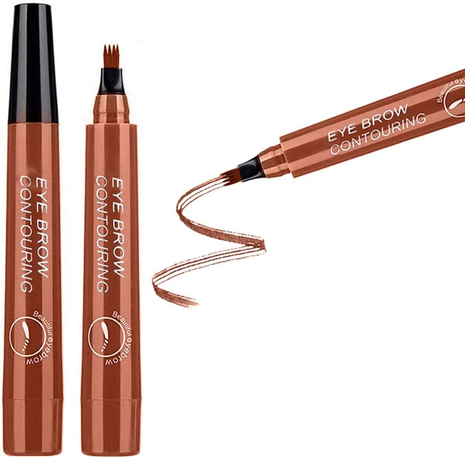 FREEORR 2 PCS(Red brown) Professional Makeup Eyebrow Tattoo Pen, Waterproof Microblading Eyebrow Pencil with a Micro-Fork Tip Applicator Creates Natural Looking Brows Effortlessly, All Day Proof