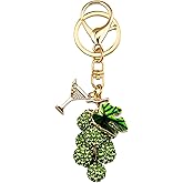 SUDIKUB Bag Charms For Handbags Mental Cute Green Grape And Wine Cup Keychain Women's Keyrings Fruit Purse Charms Accessory Keyholder For Girl Men Boy