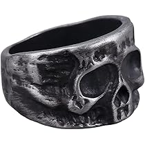 FORUBUS Skull Head Ring, Punk Skeleton Head Ring for Egirl Eboy 