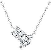 EONFUN Radiant and Marquise Cut Moissanite Pendant Necklace, 3cttw D Color VVS1 925 Sterling Silver Dainty Pendant for Women Wife Girlfriend Jewelry Gifts (Silver)