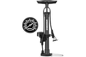VOGORA Bike Pump with Pressure Gauge for Bike, Bicycle Tire Pump Portable with Presta & Schrader Valves, Bike Air Pump Foot P