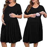 JollieLovin Women's Plus Size Maternity Dress Labor and Delivery Gown Summer Nursing Nightgowns Sleepwear(L-5XL)