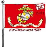 Jayus US Marine Corps Military Flags 2x3 Outdoor - 320D Heavy Duty Nylon Double Sided USMC Army Flag Banner with 2 Grommets