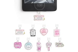 Kaciola 9 Pack Charms for Kindle, Funny Dust Plug Charm Type C for E-Reader Paper White 11th, Dust Plug Accessories for Women, Compatible with Type C/USB C Charging Ports