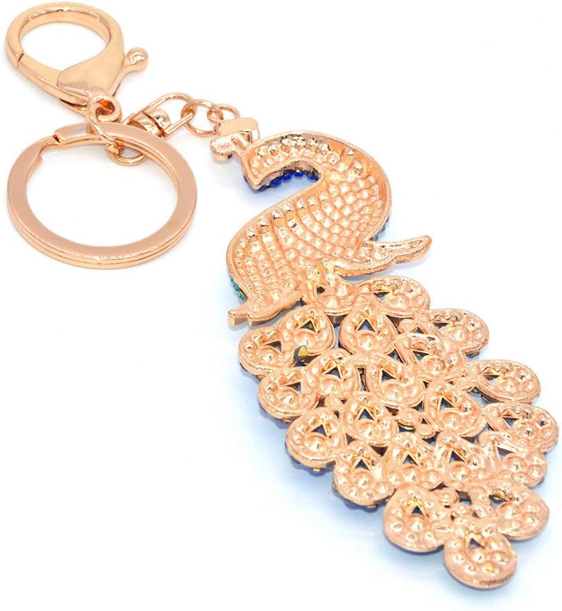 Peacock Metal Bling Crystals Rhinestone Keychain Alloy Keyring Keyfob Charm for Handbags Wine Red, 10.5cm/4.13inch - Image 5