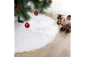 36 Inch White Christmas Tree Skirt Faux Fur Xmas for Decorations Party Christmas Holiday Ornaments Knitted Skirts Mat