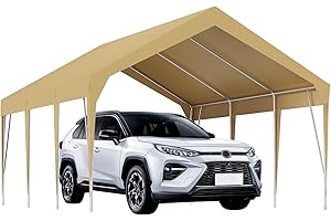 GLOWSOL 12X20FT Heavy Duty Carport, Portable Outdoor Car Canopy Garage, Outdoor Storage Shed with Waterproof & UV Protection, for Cars, Boats, Tractor, Truck, and Storage, Yellow