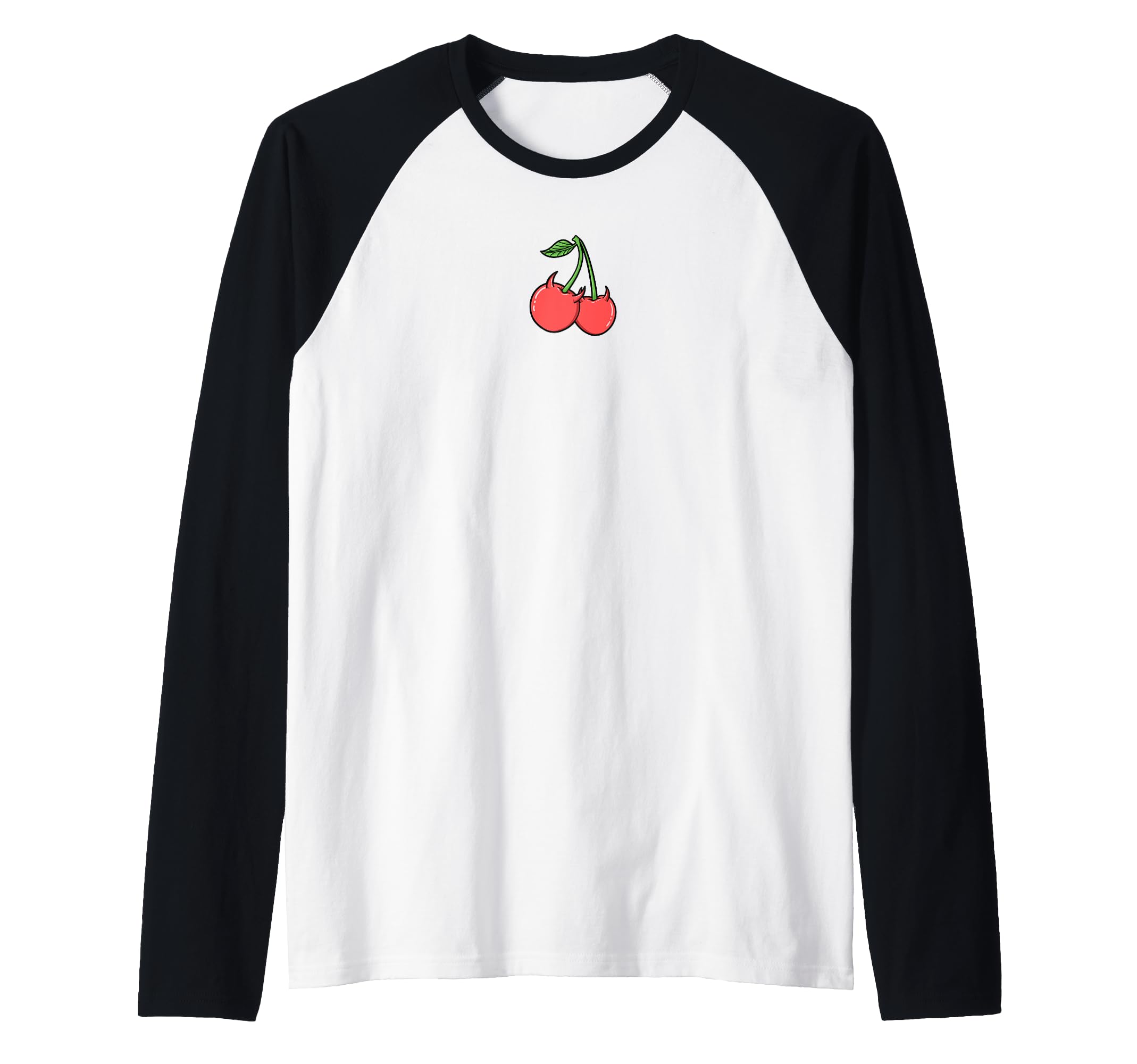 Devil Horned Cherries Center Icon Raglan Baseball Tee