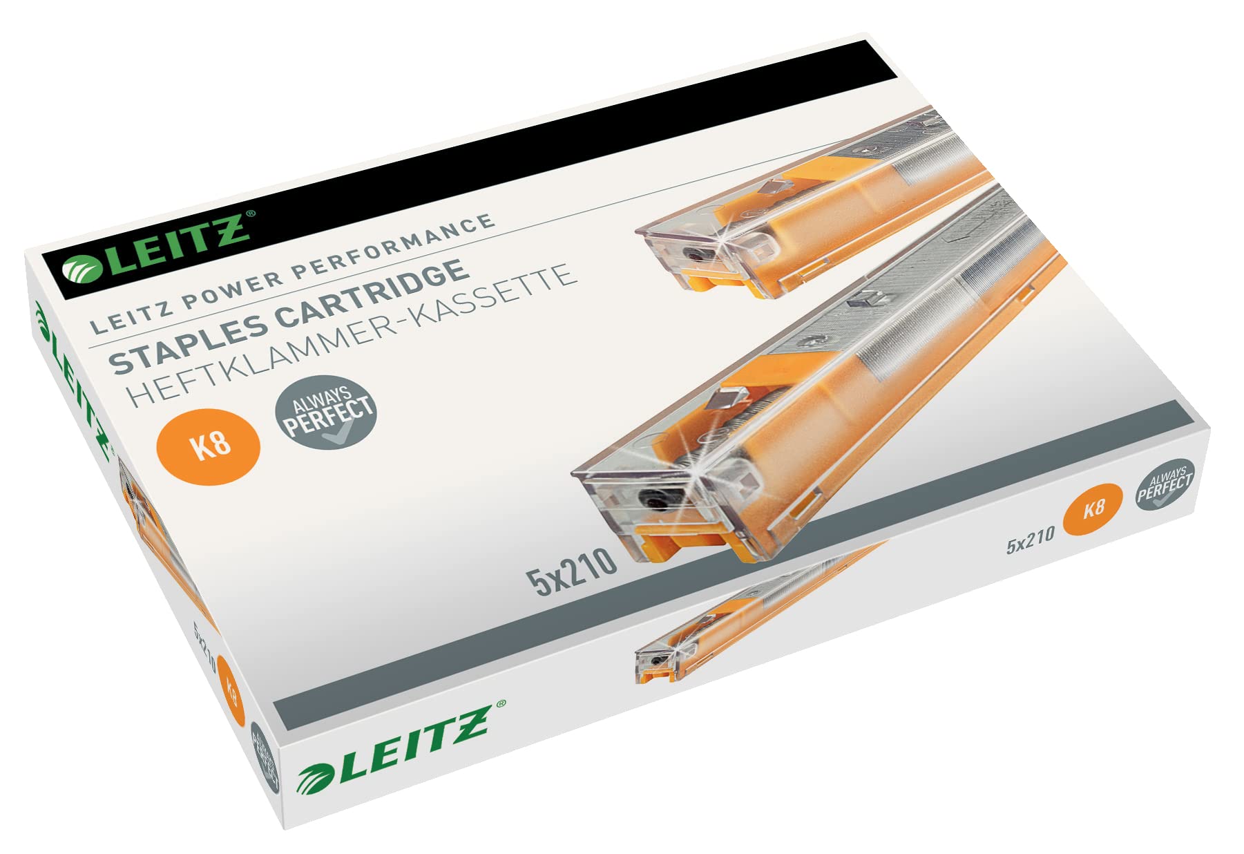 Leitz 55920000 K8 Power Performance Stapler Cartridge, 40 Sheet Capacity, Strong Steel, 1050 Staples, Length 8 mm