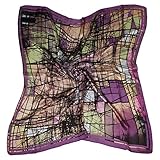ETSYG 32'' Silk Scarf Women’s Purple Abstract Pattern Large Square Satin Headscarf Headdress