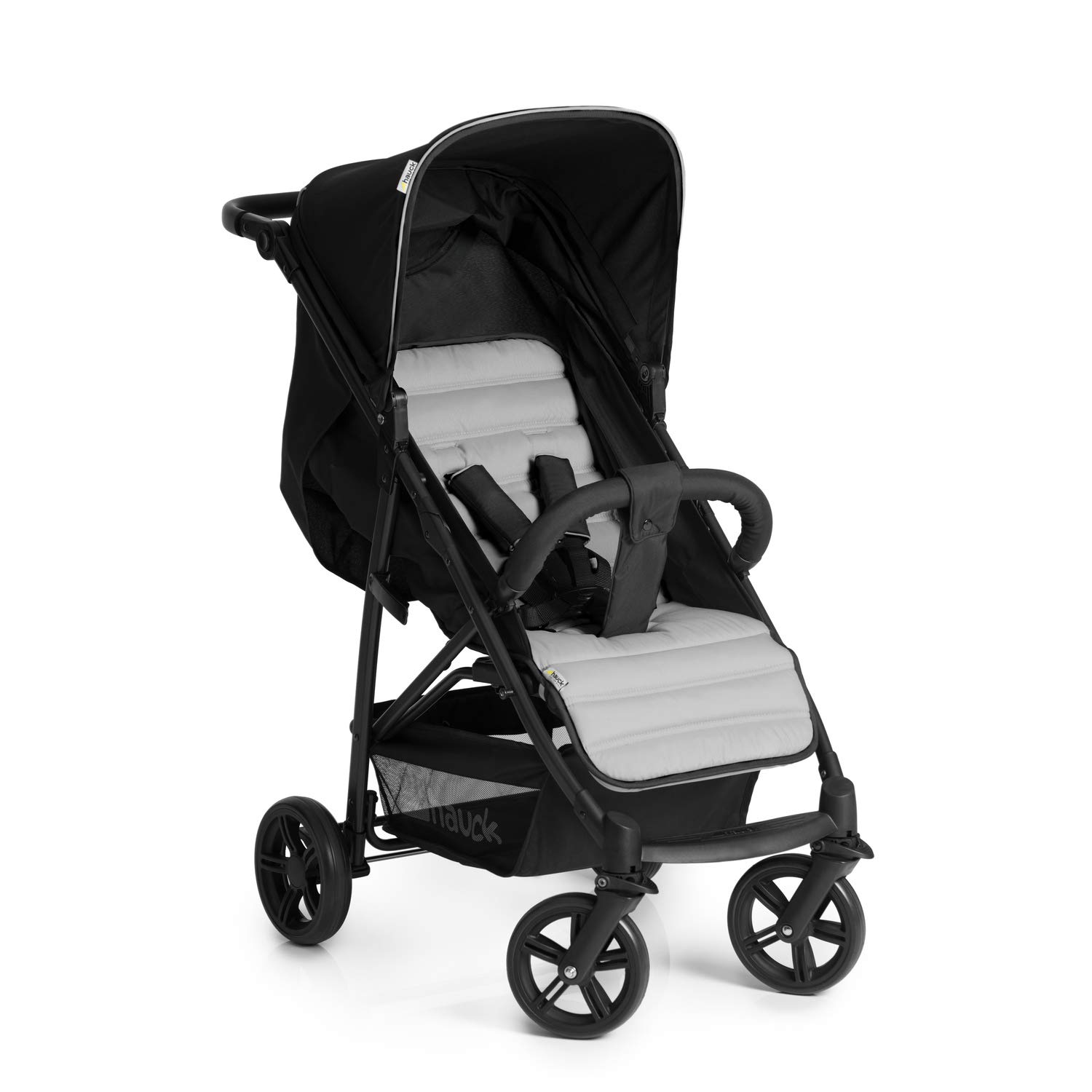 hauck Pushchair Rapid 4, Stroller 25 kg (22 kg Child + 3 kg Basket), Small Folding Stroller with Lying Postion, Height-Adjustable, Large Shopping Basket, Grey Black