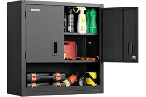VEVOR Metal Wall Cabinet, 30W x 12.01D x 30H Inch, Steel Floating Hanging Storage Cabinet with Locking Doors and Adjustable S