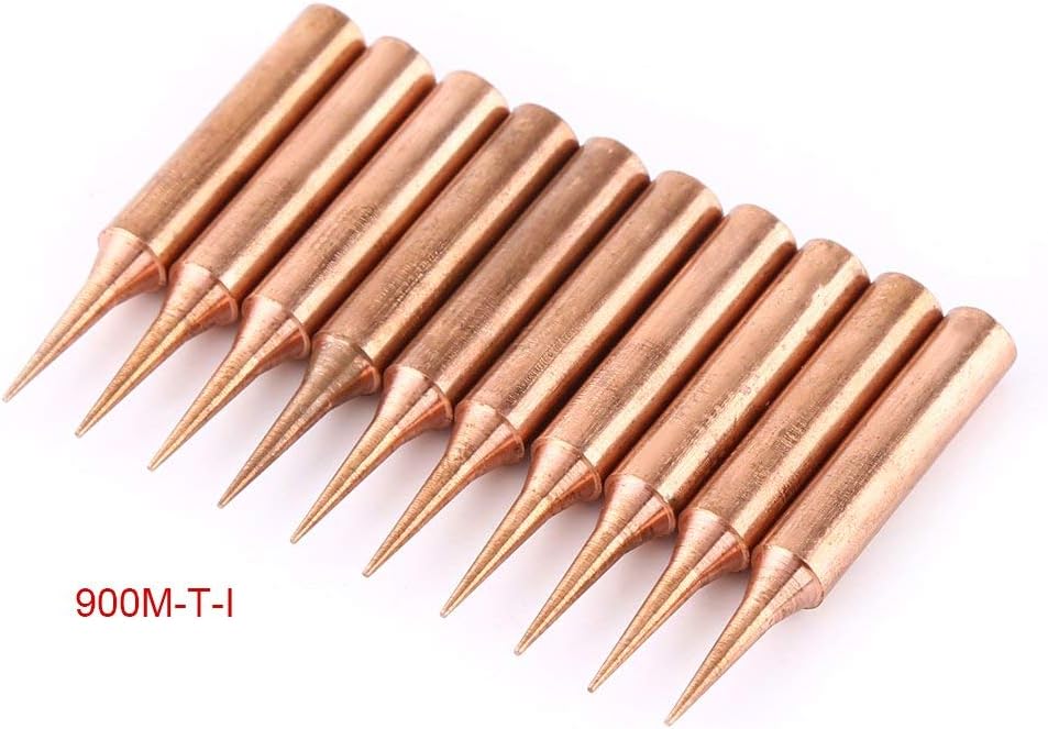 TOPINCN 10-Piece Pure Copper Soldering Iron Tips Set, 900M-T-I, 43cm Length, 4mm-6.7mm Diameter for 936/937 Soldering Station - Image 3
