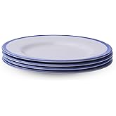 Portmeirion Potter's Brushstroke Dinner Plate (Set of 4) - 8" Earthenware Plates with Classic Brushstroke Rim - Microwave, Di