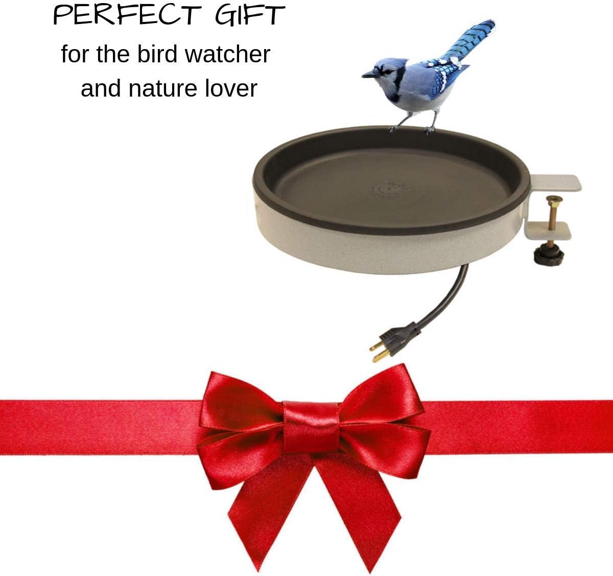 ERVA Heated Bird Baths for Outdoors – BA1H Clamp Mount 14 Inch Bird Bath - 60 Watt Birdbath Heater - Thermostat Controlled, Insulated, Fire Retardant and BPA Safe for Our Feathered Friends: Garden & Outdoor