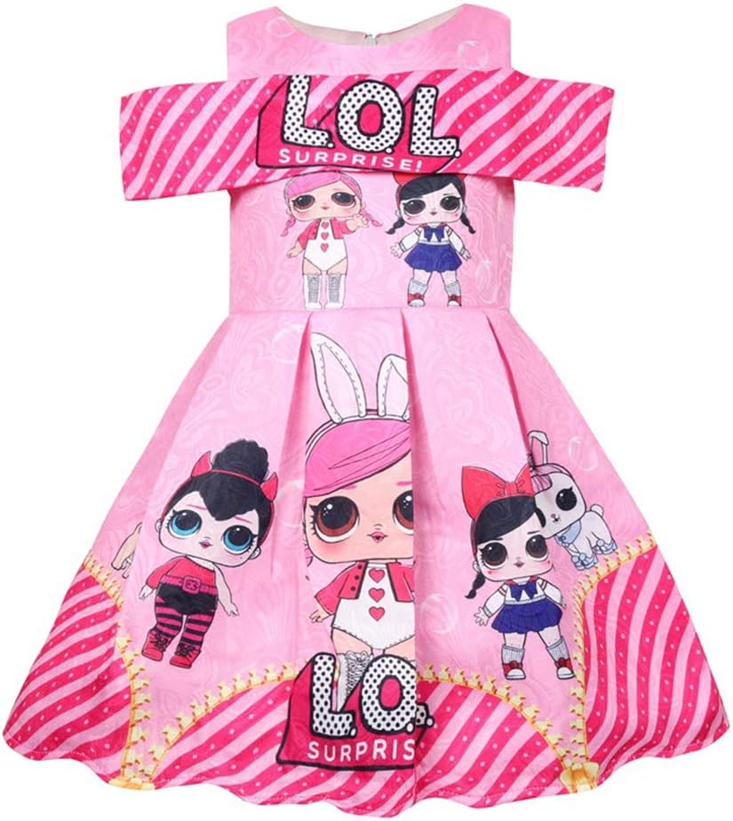 Fashion Girls Dress Red Pink Color LOL Surprise Doll Clothes Bow Party Age 3-8 Years
