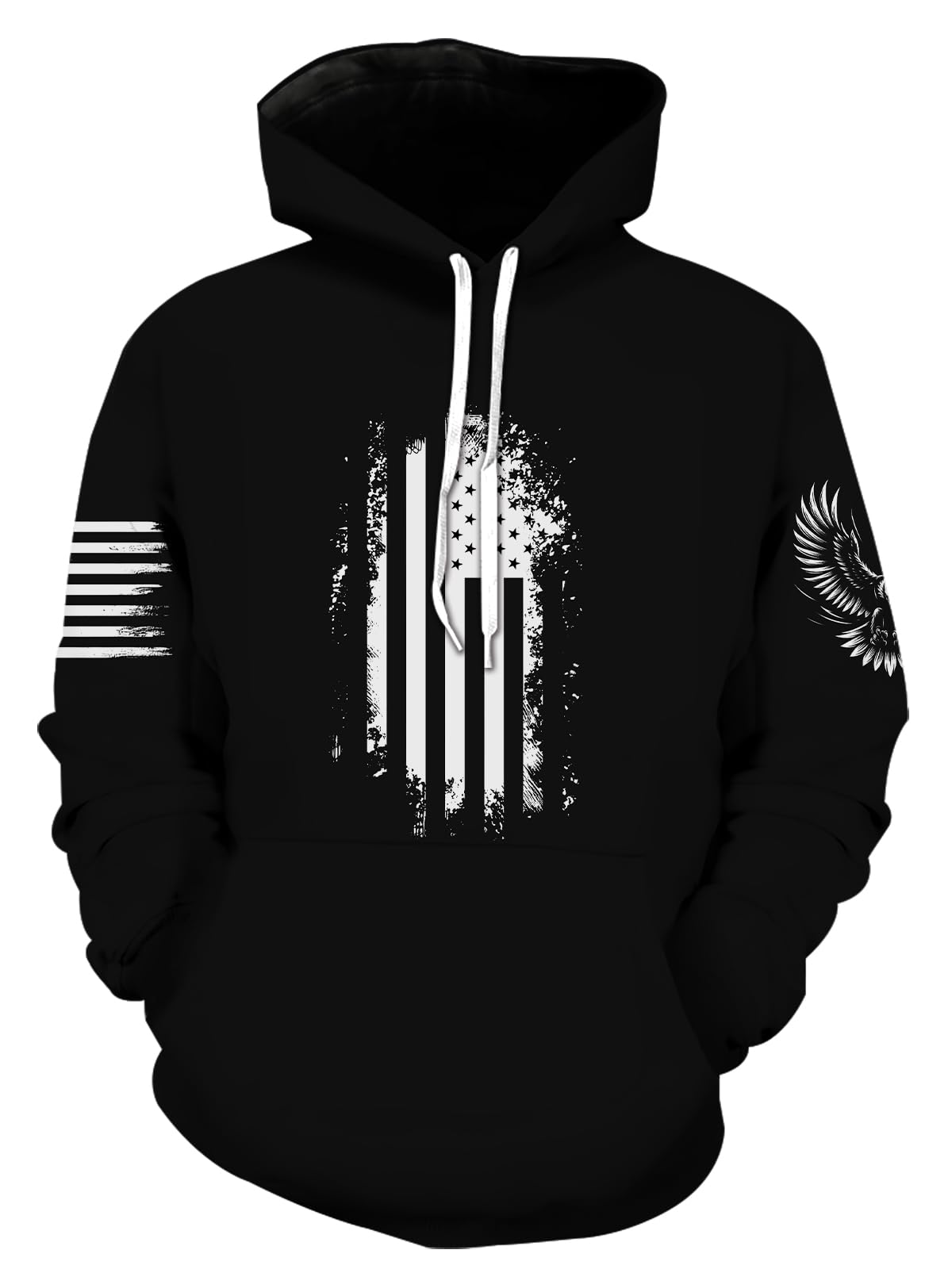 Photo 1 of Aueoero Men 3D Print Pullover Hoodies - Teen Women Graphic Sweatshirt (US, Alpha, Large, X-Large, Regular, Regular, Black flag)