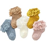 Adeimoo Princess Newborn Baby Girls Socks Lace Ruffle Frilly Ankle Dress Sock for Infants Toddler