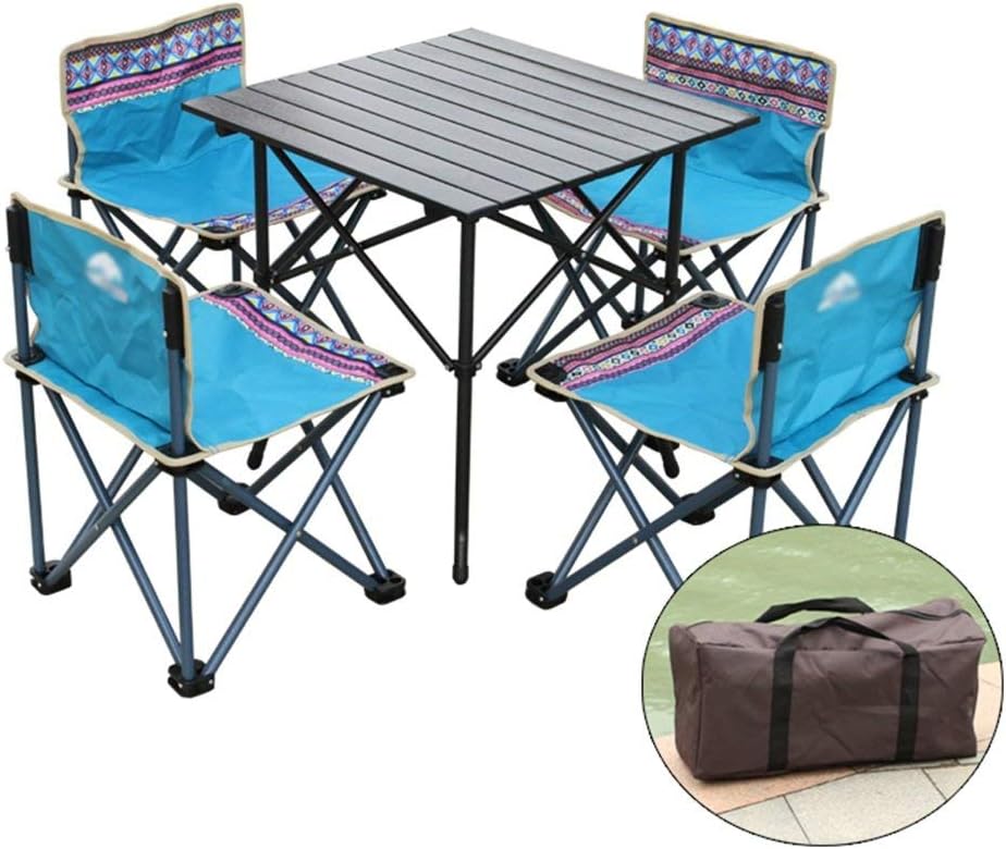 Klapptisch und Stuhl für den Außenbereich, 5-teiliges Set, Picknick