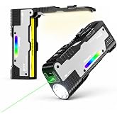 Allspark Rechargeable LED Flashlight, Magnetic Alloy Tactical Zoom EDC Flashlight,5000 LM 5000mAh COB Folding Light,5 Modes Camping Light with Green Laser and RGB for Working,Outdoor,Emergency