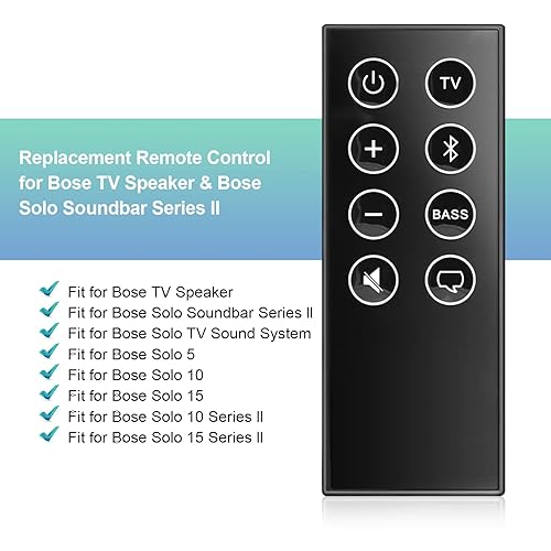 Replacement Remote Control for Bose TV Speaker and Solo Soundbar