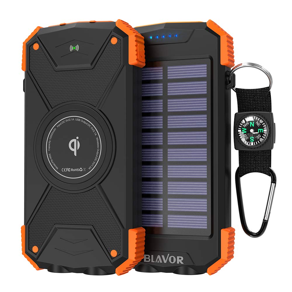 Solar Power Bank, Qi Wireless Charger 10,000mAh External Battery Pack with... 746860280427 eBay