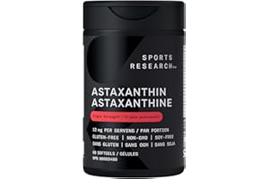 Sports Research Triple Strength Astaxanthin Supplement from Algae w/Organic Coconut Oil - Natural Support for Skin & Eye Heal