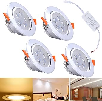 hengda 4 piezas foco empotrable led lampara led ojo de buey aluminio acero inoxidable led ac 220v 5w blanco calido 2800 3200k 420 15lm de