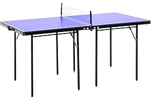 Soozier Folding Ping Pong Table, Portable Table Tennis Table with Side Handles, Net, Indoor and Outdoor Use, Blue