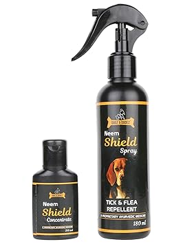 Dogz & Dudez Dog Tick and Flea Repellent Neem Shield Treatment Spray for Dogs, Puppies, Cats with a Proprietary Ayurvedic Medicine, Lemongrass, Aloe Vera Destroy Insect Parasites