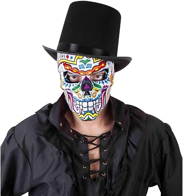 El Día de los Muertos Rubies Máscara Katrin Skull para adultos, Máscara Esqueleto, Oficial Rubies para Halloween, Carnaval y Fiestas
