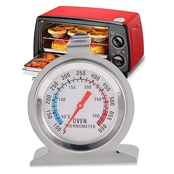 Comtervi Edelstahl 50-300°C Grad Thermometer mit großer Anzeige, Bratofen, Backofen, Pizzaofen, Holzofen, Holzbackofen, Ofenthermometer Analog und Bimetall
