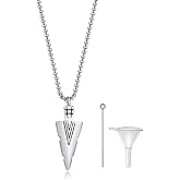 MPRAINBOW Mens Urn Necklace for Ashes,Stainless Steel Tribal Spearpoint Arrowhead Memorial Cremation Pendant,Bereavement Keepsakes Jewelry with 24Inches Box Chain