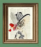 Audrey Hepburn My Fair Kitty Cat illustration beautifully upcycled dictionary page book art print Cat art print