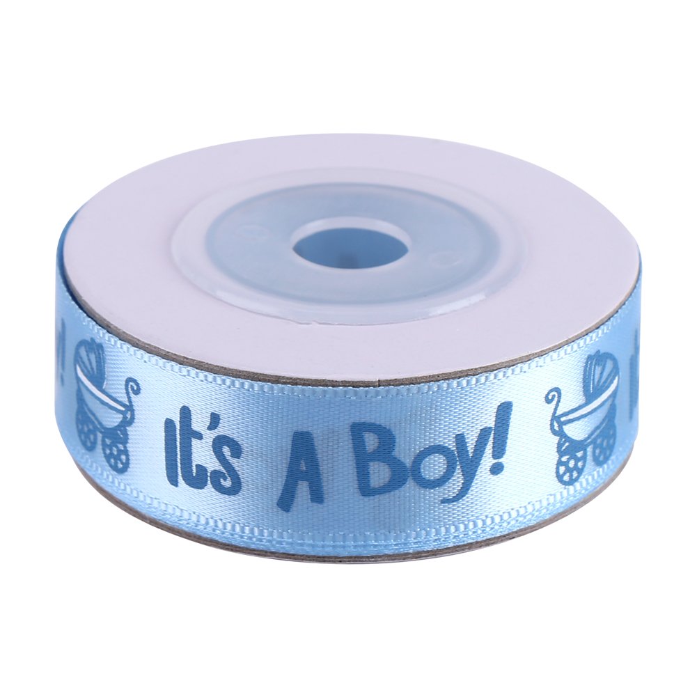 Satin Ribbon, IT IS A BOY/GIRL Print Baby Shower Christening Party Favor Gift Decoration for Gift Wrapping, Hair Bows Making, Wedding Decor, DIY Crafts Projects(10Yards)(5.5 x 2 cm Blue)