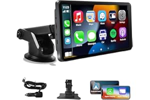 CRROPDA 7 Inch Portable Touch Screen Car Stereo with Wireless Carplay & Android Auto,Mirror Link,Bluetooth,AUX,FM,Siri,Voice Control for All Vehicles