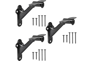 RealPlus Handrail Stair Brackets 3" Heavy Duty Hand Rail Bracket with Screws for Stairways Staircase Railing Bracket, Matte B